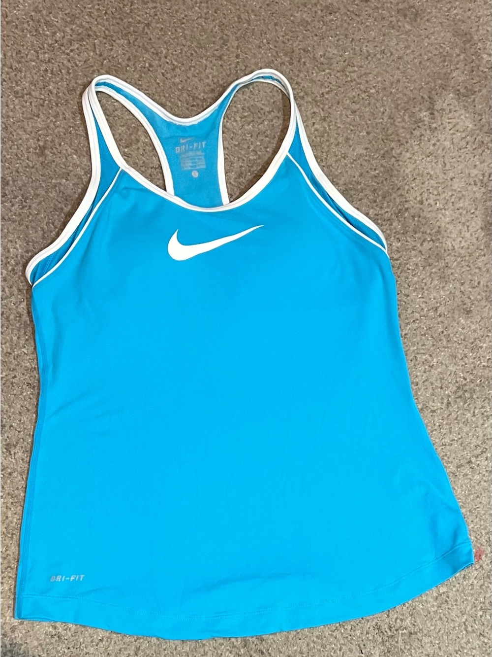 Nike Women's Bright Blue Racerback Dri-FIT Tank with White Trim